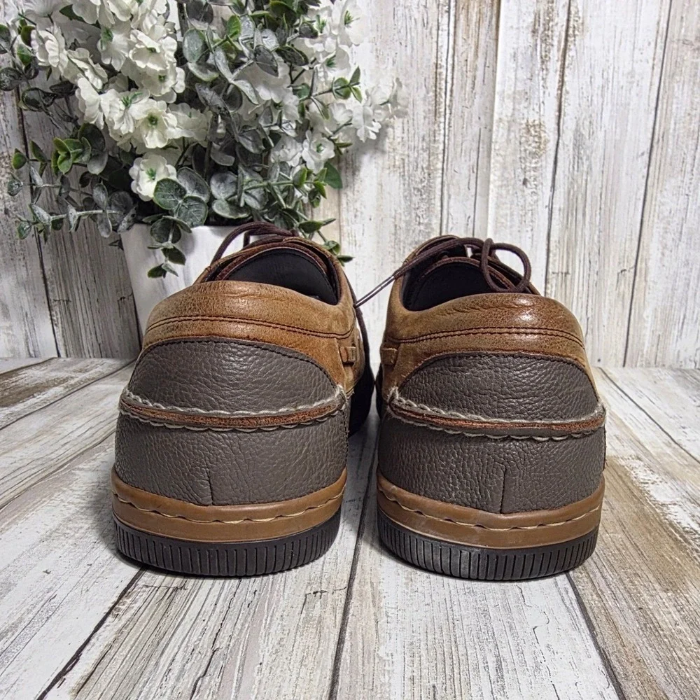 Tandy Homme Mens Leather Boat Shoes Two Tone Brown Grey 50828A 265E Size US 8.5